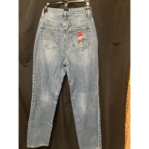 Vintage Pacific Sun Distressed Jeans Women's 27x32 Mushroom Embroidered High Ris